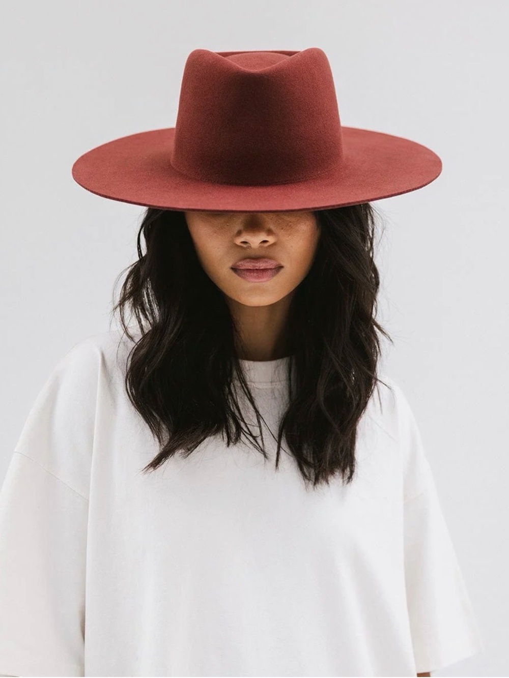 Gigi Pip Dakota Wide Brim Hat in Rust Red